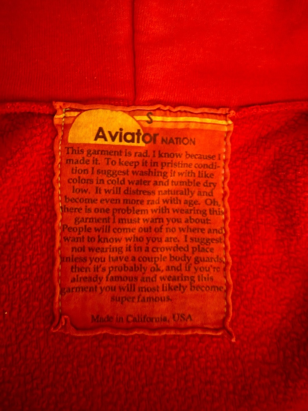 Aviator Nation 5 Stripe Hoodie - Red, Size S - Picture 3 of 7